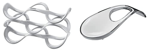Guzzini Cuvée Icons Cantinetta Universale, 32.4 x 16 x 18.2 cm, Bianco (White) & Poggiamestolo Kitchen Active Design, Grigio Cielo, 24 x 11 x h4.5 cm