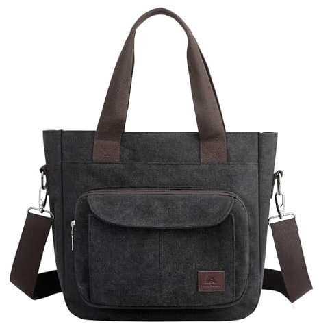 ZHIERNA Damen Canvas Handtasche, Hobo Schultertasche Casual Crossbody Umhängetasche Tote Bag mit Mehreren Fächern Vintage Stil für Arbeit, Reisen oder Universität