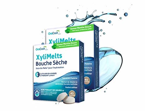 XYLIMELTS Boca Seca 80 Pastillas Adhesivas Menta Dulce| Alivia la Sequedad Oral Día y Noche| Acción hasta 8 horas | Sin Azúcar, Xilitol| Discreto y Natural| Probado Clínicamente