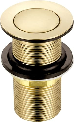 Xcel Home gebürstetem Gold ungeschlitzt Waschbecken Pop Up Drain Plug | Massivem Messing Ersatz Click Clack Küche Spüle Stopper, Runde Spüle Drain Stopper, Standard G 1 ¼ BSP Fitting 1- Pc | Runde Messing Pop Up Waschbeckenstöpsel 1 Stück – geeignet für Standardbecken ohne Überlauf – BSP-Anschluss-Ersatz