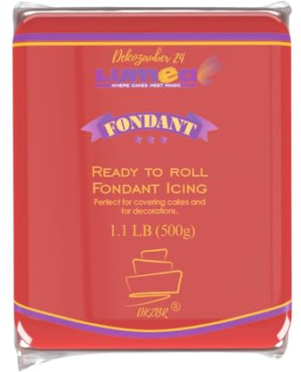 Dekozauber24 Premium Fondant rot, 500g, für Torten, Kuchen und Figuren, roter Rollfondant, weich und biegsam, essbare rote Tortendeko, glutenfrei und laktosefrei
