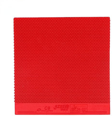 DHS C8(C-8 C8) Pips-Out Table Tennis Rubber, Long Pimples Ping Pong Rubber with 1.0mm Sponge for Defence (red-1.0mm)