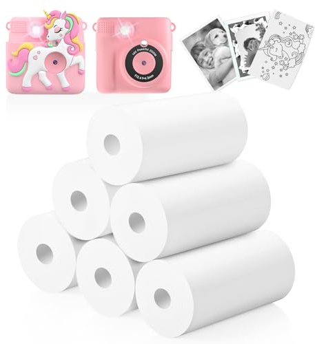 Kinderkamera-Papierrollen-Nachfüllpackungen, 6 Rollen, Sofortdruck-Kamera-Thermopapier-Nachfüllpackungen, 5,6 cm x 12,7 m