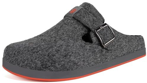 Sisttke Filttofflor för kvinnor män slip-on varma hus tofflor vinter hemskor inomhus utomhus med fotvalvstöd och avtagbar kudde fotbädd, Grå, 42.5 EU