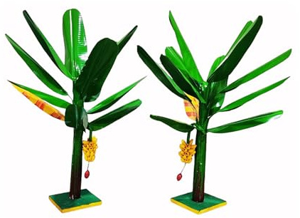 Sri Yagnaa - Artificial Banana Tree for Pooja - Metal Banana Trees for Decoration (16 Inches)
