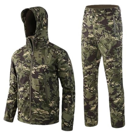 ZMIN Camo Jagdbekleidung Soft Shell Lurker Outdoor Taktische Militär Fleece Jacke + Uniform Hosenanzüge MTP Camo XXL