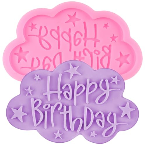 QDMOLDS Stampi in silicone con scritta Happy Birthday, lettere dell'alfabeto, stampi per cioccolato, decorazioni per torte, cupcake, caramelle, zucchero, pasta di gomma, argilla polimerica