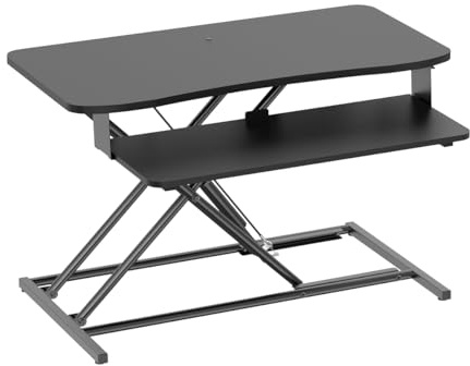LogiLink EO0053 - Schreibtischaufsatz mit Tastaturablage, Tragkraft bis 15 kg, höhenverstellbar mit Gasdruckfeder, Farbe: Schwarz