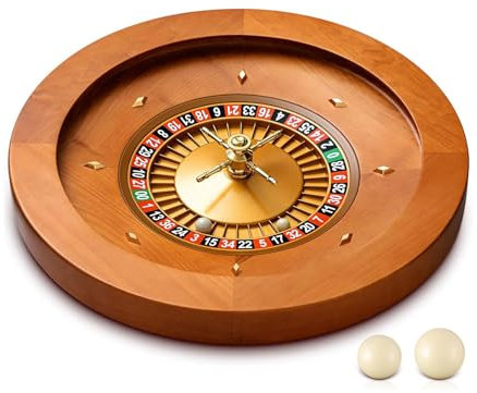 GeRRiT Roulette-Rad 20-Zoll-Rouletterad aus Holz mit 4 Roulettekugeln, Freizeit-Tischspiele für den professionellen Heimgebrauch oder Nachtpartys Partyspiele