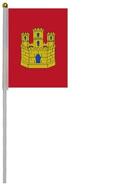 20 banderas de manivela de España para fiestas nacionales, desfiles, banderas de mano, eventos deportivos, Castilla-La Mancha