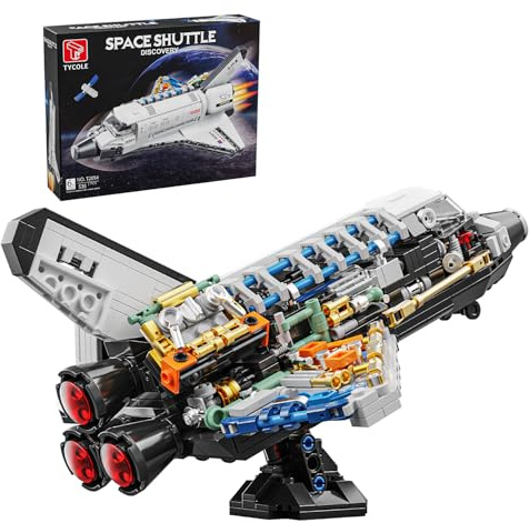 TYCOLE Space Shuttle Building Block Set -Spaceship Building Toy with Stretchable Satellite, Translucent Design Collection for Home Office Decor, Christmas Birthday Gift for Adults & Boys 8-12 (536PCS)