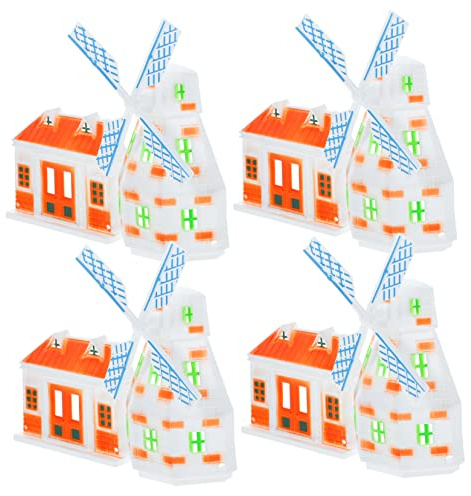 KONTONTY 4pcs Miniature Windmill House Decor Micro Landscape Ornament Windmill for Garden Miniature Terrain