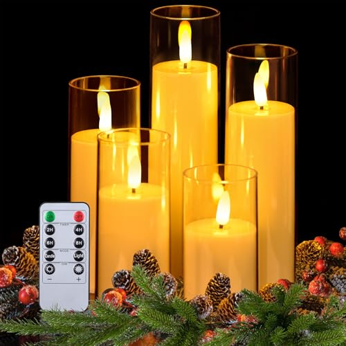 5Pcs Bougie Led Electrique Telecommande Sans Flamme, Fausse Bougie Flamme Vacillante pour Decoration Noel Halloween, Décoration Intérieure et Extérieure, Chambre a Coucher, Salon, Jardin