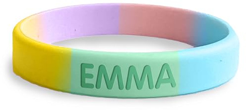 bienpegado Pulsera personalizada SOS para niños de silicona Ideal para salidas y paseos. En varios tamaños y colores. Resistente al agua y duradera. (Unicornio)