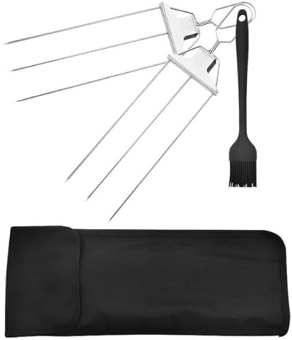 NULYLU 2stücke Edelstahl Bbq Spieße Mit Silikonbürste Und Oxford-beutel Für Gemüse Und Marshmallows Für Grillabende Rostfrei Und Langlebig