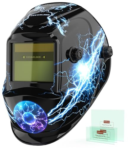 YESWELDER Welding Mask True Colour Large View, Solar Powered Auto Darkening Blue Light Blocking Welding Helmet, Wide Shade 4/9-13 Weld Helmet Hood for TIG MIG ARC
