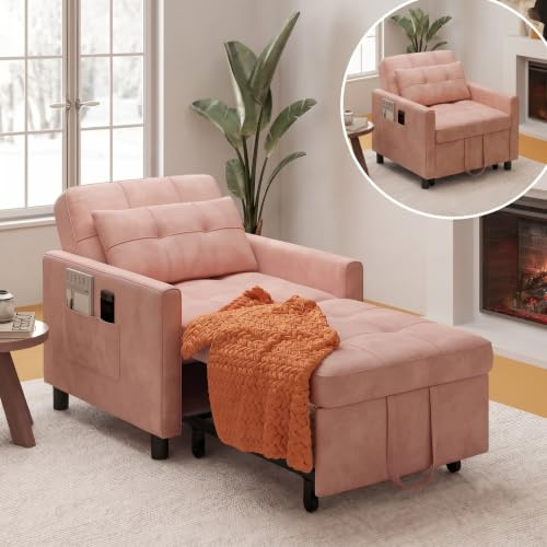 Xbro Poltrona Letto Singolo 3 in 1, Schienale Regolabile, Divano Relax Salvaspazio con Borsa Integrata per Appartamento/Camera da Letto