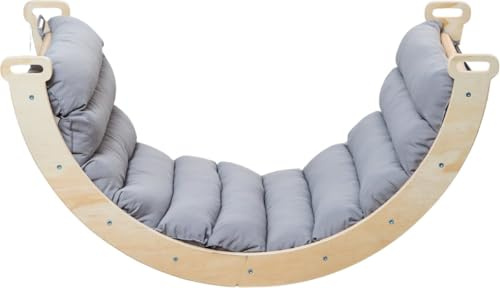 Buxibo Mini Arco de Escalada – Arco de Madera con Cojín – Gimnasio Montessori – 78x47x37 cm – Gris