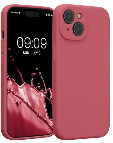 kwmobile Custodia Compatibile con Apple iPhone 15 Cover - Back Case per Smartphone in Silicone TPU - Protezione Gommata - rosa scuro