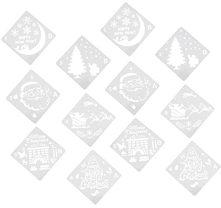 Homoyoyo 12stücke Weihnachts-zeichenschablonen Diy-zeichenschablonen Dekorative Hohle Schablonen Für Weihnachtsdekoration Journal-zeichenvorlagen Leicht