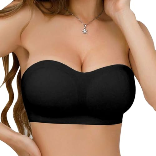 Hanaoops Sujetador Sin Tirantes para Mujer Sin Aros Sin Costuras Push Up Sujetadores Comodos Básico Bandeau Invisible Bralette con Relleno