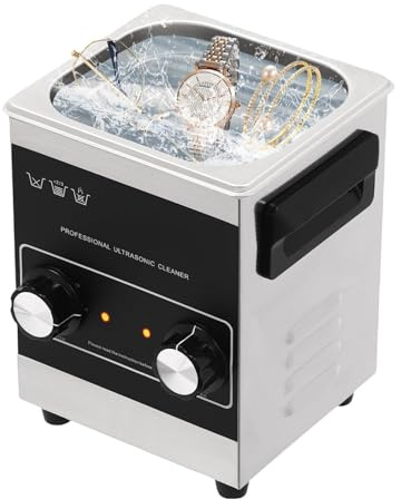 Limpiador ultrasónico de Joyas de 2 l, Limpiador de Acero Inoxidable con Cesta de Limpieza para Joyas, Collares, Anillos, Vidrio y Relojes.
