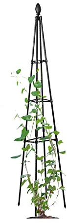 Enrejado de jardín de metal para plantas trepadoras, soporte ajustable de 90-180 cm, columna de rosas al aire libre, arco de plantas piramidales, acabado negro, perfecto para vides y flores