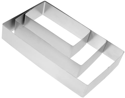 ELAYARD 3 Pièces Moule Rectangulaire INOX pour Mousse et Pâtisserie Anneaux Découpe Biscuits et Fromage Outil Cuisson Réutilisable Surface Lisse