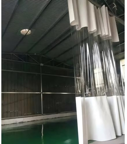 Cortina de vinilo para exteriores con lona transparente, divisor impermeable resistente para garaje y zona de lavado de coches (blanco, 2,5 x 5 m)