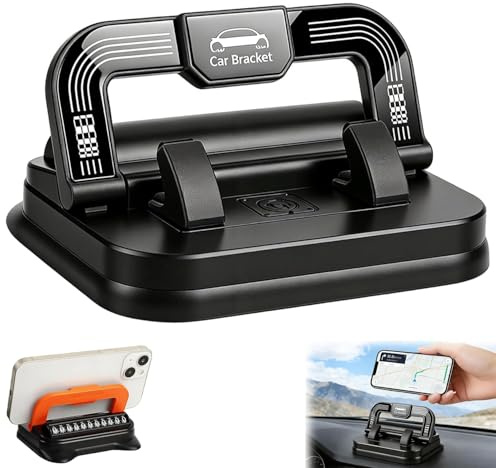 Universal Car Phone Holder 360 Rotation, Horizontal and Vertical Screen Adjustment Angle, 360° Dashboard Car Phones Holders with Strong Suction Cup, Suction Cup Fixed Non-Slip Mobile Phone Holder