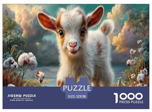 Capra Jigsaw Puzzle Impossibili 1000Pcs Prato di cotone-fiore Decorazione Per La Casa. Giochi Rilassamento E Intelligence Per Adulti E Ragazzi Da 14 Anni 52x38cm/1000pcs