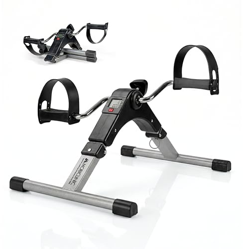 Mobiclinic®, Pedaltrainer, Klappbar, Einstellbarer Widerstand, LCD-Display, für Arme und Beine, kein Netzanschluss Erforderlich, Mini-Heimtrainer, Stahl, ideal für Senioren, Ronda