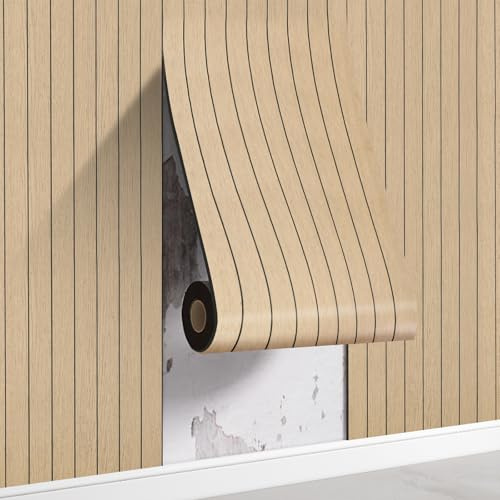 Swehooirt 3MM Thick 3D Self Adhesive Wallpaper Insulating Brown Wood Effect Grating Panel Wallpaper Dampproof Peel and Stick Wall Panels Removable Wall Paper for Livingroom Bedroom