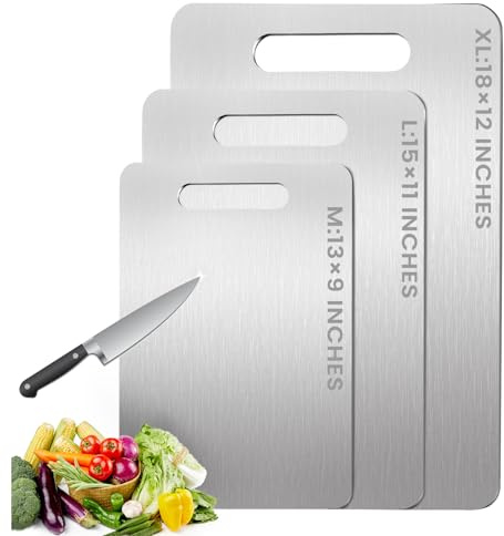 100% Pure Titanium Cutting Board - 15x11 Inch Non-Slip Kitchen Chopping Board, Dishwasher Safe, Scratch Resistant, Easy to Clean, Durable & Hygienic for Meat, Vegetables, and Fruits