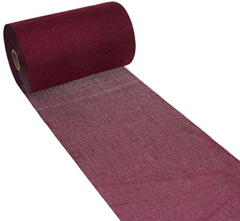 DEKO AS Shabby Chic Leinenoptik Tischläufer, Polyester geruchsneutral, Bordeau, 20 cm x 5 m, Bordeaux