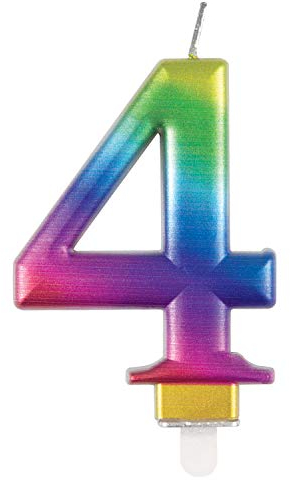 Metallic Rainbow Number 4 Birthday Candle - Vibrant 3D Topper for Cakes & Desserts - Perfect for Kids' & Adults' Parties - 1 Pc