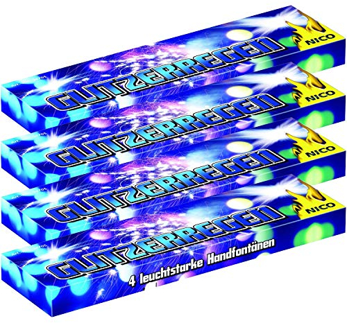 vama Nico Glitzerregen Sternspritzer für Partys & Feuerwerk Silvester Kat. F1 für Jugendlichen & Kinder Jugendfeuerwerk (4 Schachteln)