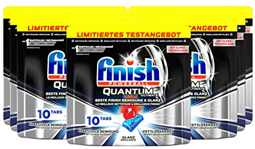 Finish Quantum Ultimate Spülmaschinentabs – Geschirrspültabs mit 3-fach Wirkung – Kraftvolle Reinigung, Fettlösekraft und Glanz – Vorratspack mit 70 Finish Tabs (7 x 10 Tabs)