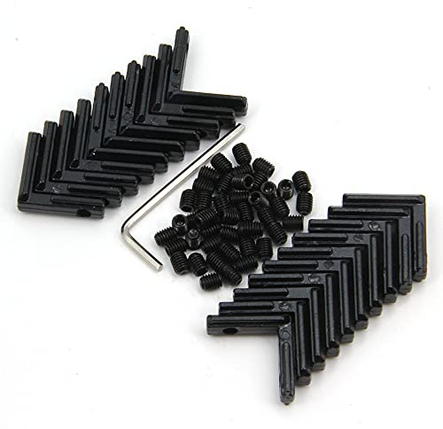 Zeberoxyz 20PCS Schwarzes L-förmiges Gelenk-Eckwinkel, 90-Grad-Aluminiumprofil-Innenverbindung der Serie 2020 für 6-mm-Schlitz-Aluminium-Strangpressprofil (L-Eckwinkel-Schwarz)