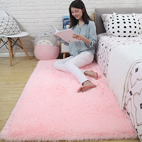 Moderno Tappeto Peloso 180x280cm Tappeti Soggiorno Soffice Tappeto Soffice Pelo Lungo Imitazione Lana Super Morbido per Corridoio Cucina la Decorazione in e Soggiorno, Rosa