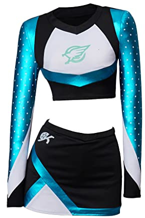 Euphoria Cheerleading Outfit Maddy Kostüm Cheer Leader Crop Top Rock (XXL, blau)