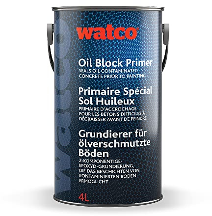 Watco Oil Block Primer - Allows contaminated concrete floors to be painted - Seals in grease and oil and makes a good base for painting - Ideal for garages and workshops