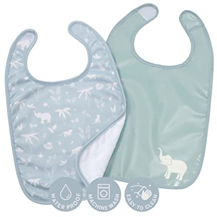 BabyToLove Set of 2 Bibs | Soft & Waterproof with a Hook & Loop Closure | Infant & Toddler Mealtimes