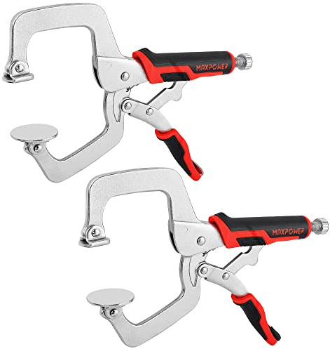 MAXPOWER Lot de 2 pinces de serrage avant de 27,9 cm avec coussinets pivotants plats plus grands pour le travail du bois
