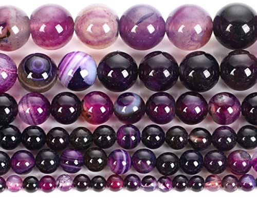 4/6/8/10 mm mattierte Natursteinperlen rosa Achate lose Abstandsperlen für die Schmuckherstellung DIY-Armbandzubehör-Lila Achat, 10 mm, ca. 38 Stück