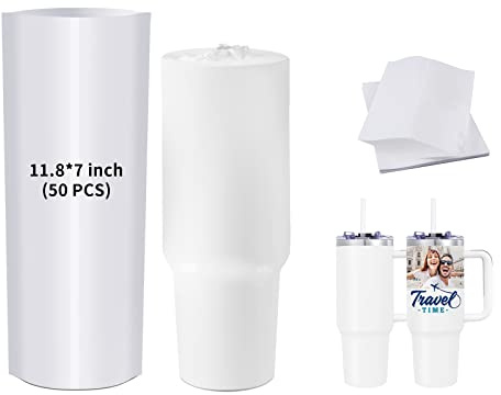 PYD Life Sublimation Oven Schrumpffolie, weiße Beutel, 30 x 17,8 cm, für 1,134 ml Becher mit Griff, Sublimationstassen, Becher, Wasserflaschen, Druck von Sublimation Oven, 50 Stück