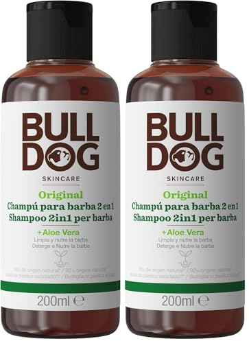 BULLDOG Skincare For Men Original Champu Y Acondicionador Barba - Blanco, 200 ml (Paquete De 2)