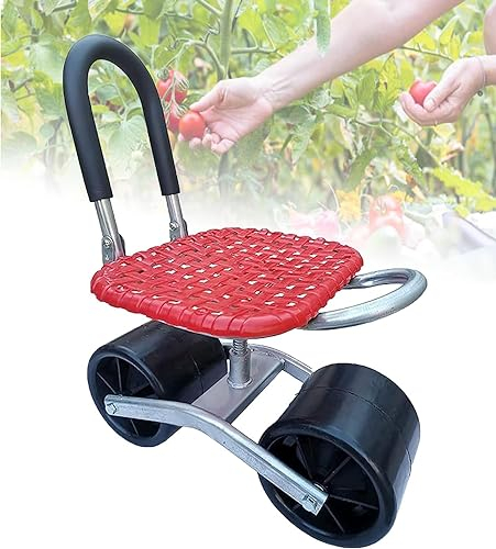 HACSYP Rollbarer Gartenhocker, um 360 Grad Verstellbarer Gartenwagen, drehbarer Sitz mit Rädern, for Garten- und Haushaltsarbeiten