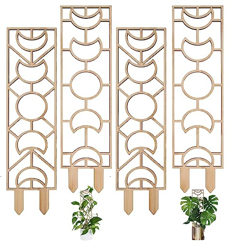Decorify Lot de 4 treillis en bois pour plantes grimpantes d'intérieur avec couche résistante à l'humidité pour vignes, lierre, hoya