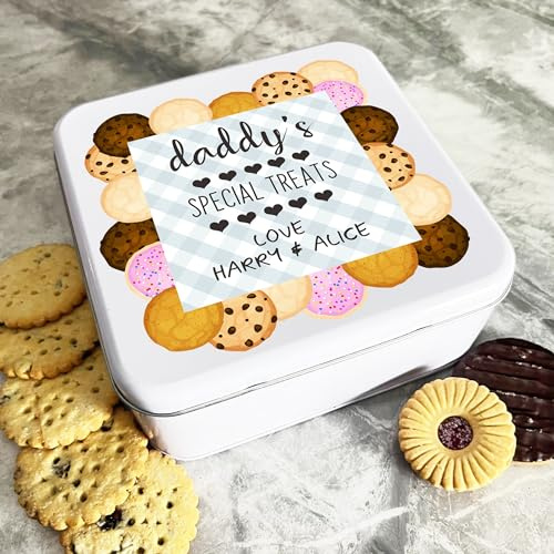 Daddy's Special Treats Cookies Personalised Gift Cookies Treats Biscuit Tin Personalised Gift | Custom Gift | Personalized Tin | Cake, Biscuit & Treat Tins | Gift For Her | Gift For Him